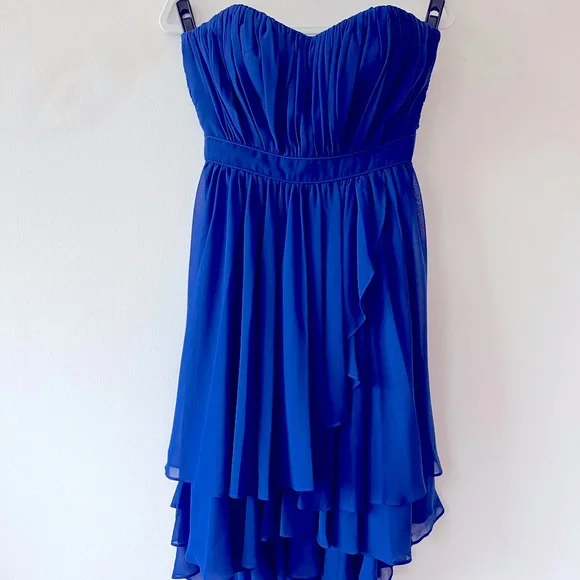 bebe | Dresses | Bebe Strapless Royal Blue High Low Ruffled Dress | Poshmark